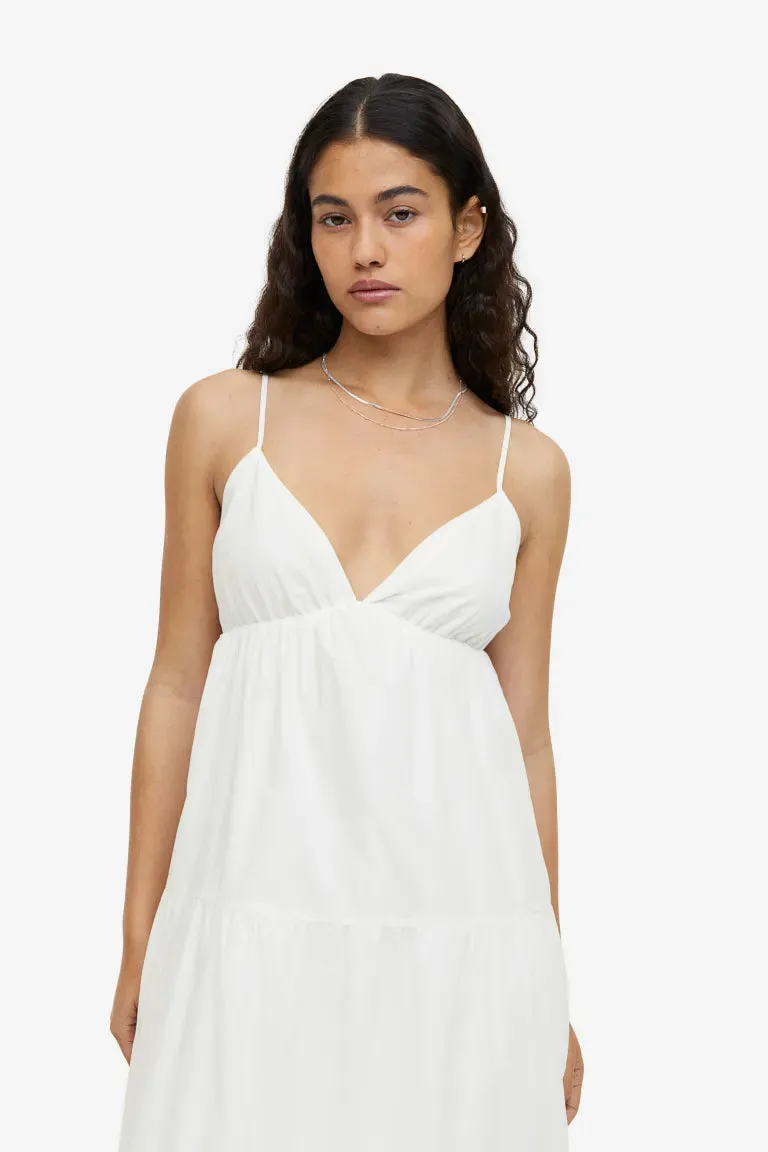 H&M tiered cotton dress, white