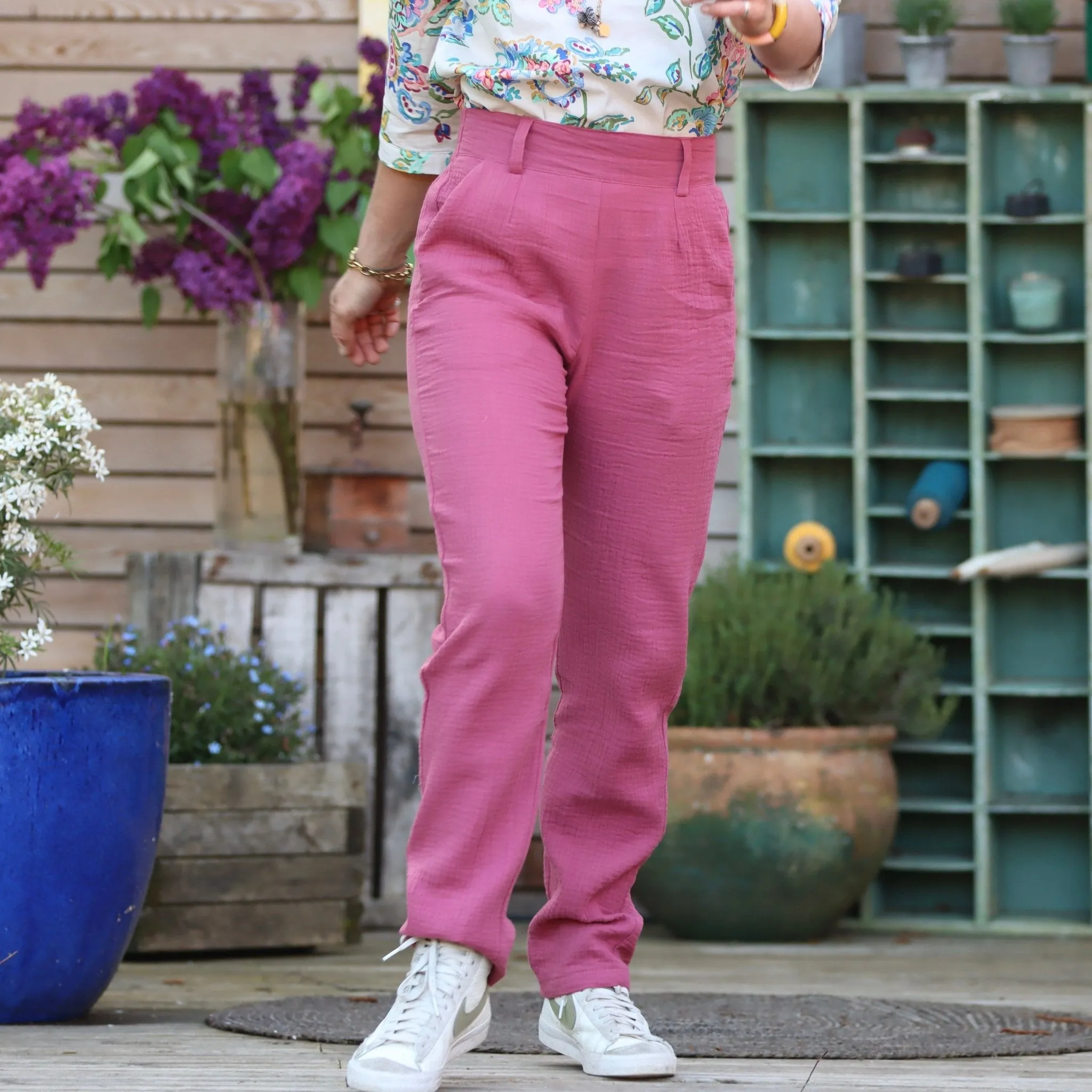 Pantalon Marcus - Double gaze de coton framboise