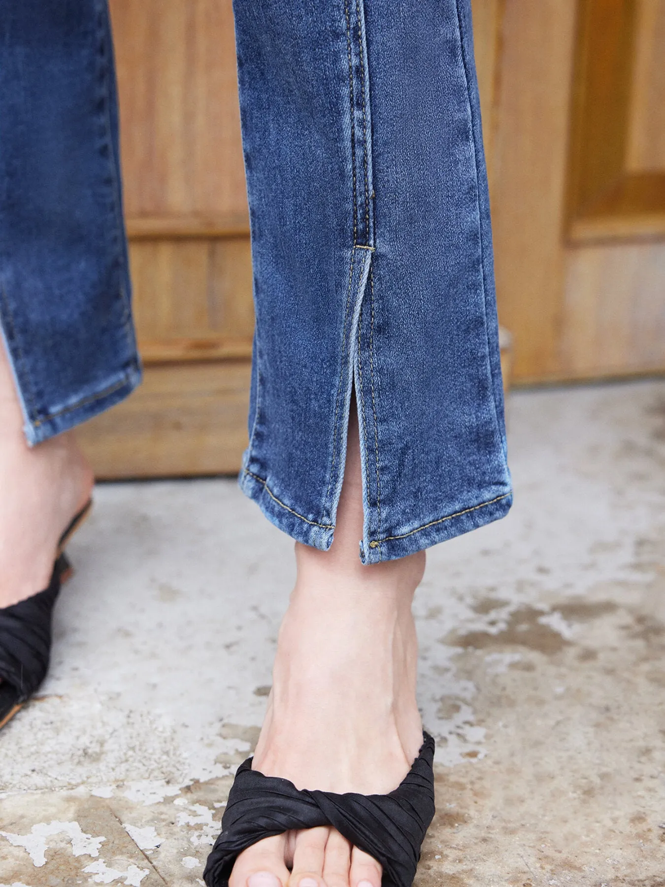 Split Hem High Waist Flare Leg Jeans
